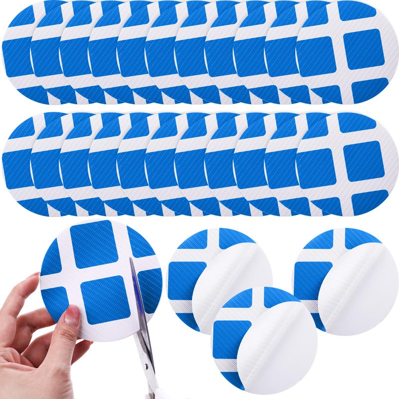Outus 24 Pcs Vinyl Pool Patch Repair Kit Self Adhesive Pool Liner Plastic Repair Patch Pool Patches for Above Ground Pools Inflatable Boats Air Mattress Products, 4 Inch(Blue Plaid) - Image 1